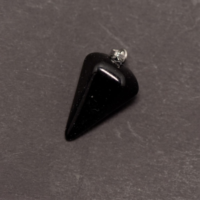 Pendulum Pendant made of Natural Black Agate, 14x22x30+-mm