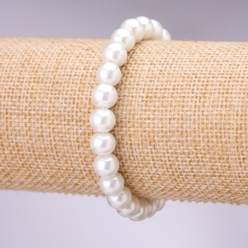 White Pearl Bracelet (Acrylic), 10mm Diameter, 18cm Length