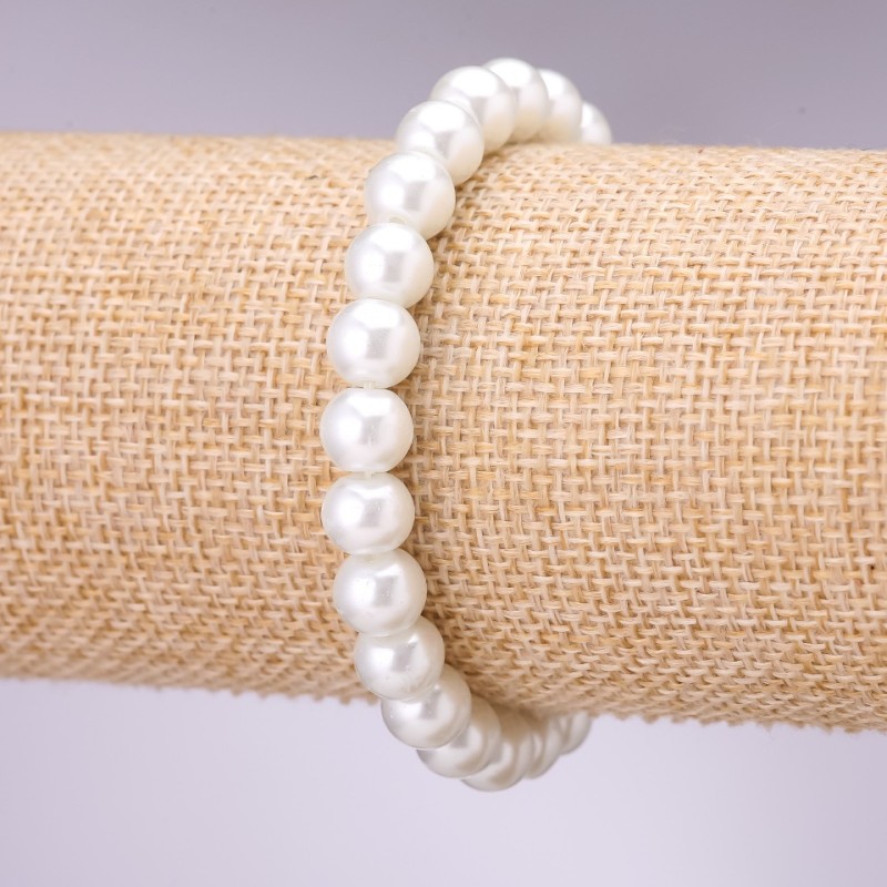 White Pearl Bracelet (Acrylic), 10mm Diameter, 18cm Length