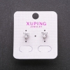 Xuping Stud Earrings with White Stones, Heart-Shaped Setting 6x7mm, Rhodium