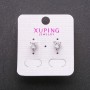 Xuping Stud Earrings with White Stones, Heart-Shaped Setting 6x7mm, Rhodium