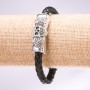 Skull Eco-Leather Braided Bracelet Black, Length 20cm