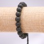 Adjustable Drawstring Shungite (Imitation) Bracelet, Diameter 10mm+