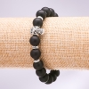 Elastic Shungite (Imitation) Bracelet Skull, Diameter 10mm, Length 18cm+