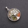Unakite Heliodor Pendant in a Wooden Setting 27mm Diameter