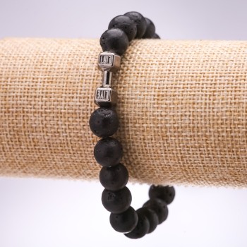 Lava Dumbbell Bracelet, Diameter 10mm, Length 18cm, Elastic