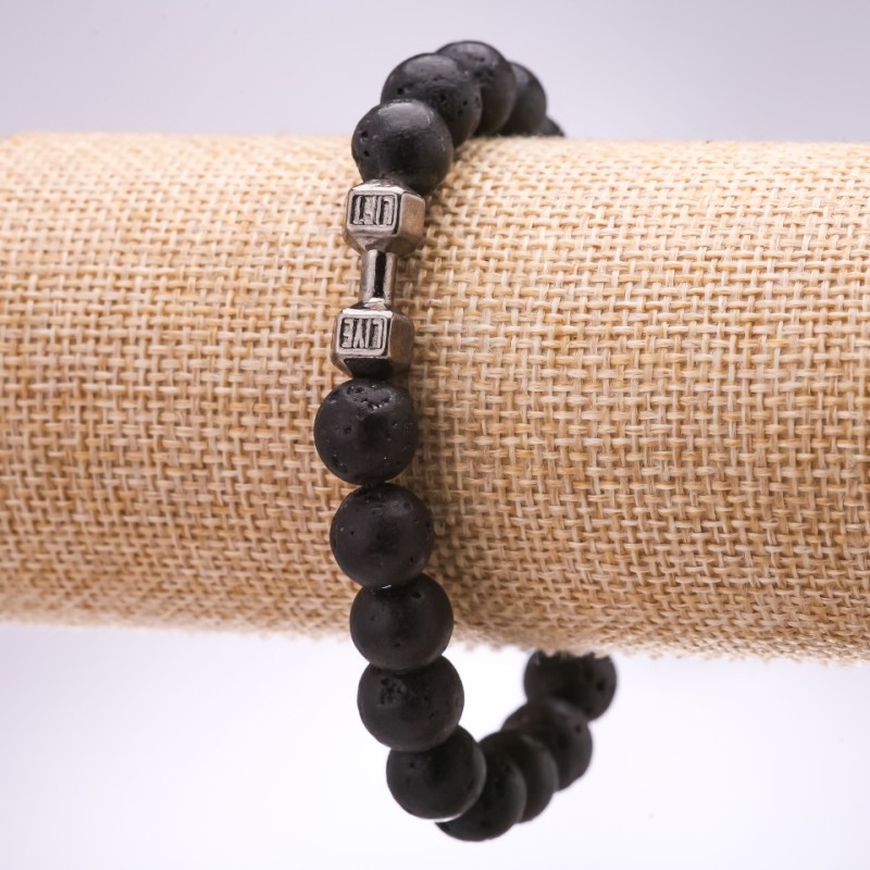 Lava Dumbbell Bracelet, Diameter 10mm, Length 18cm, Elastic