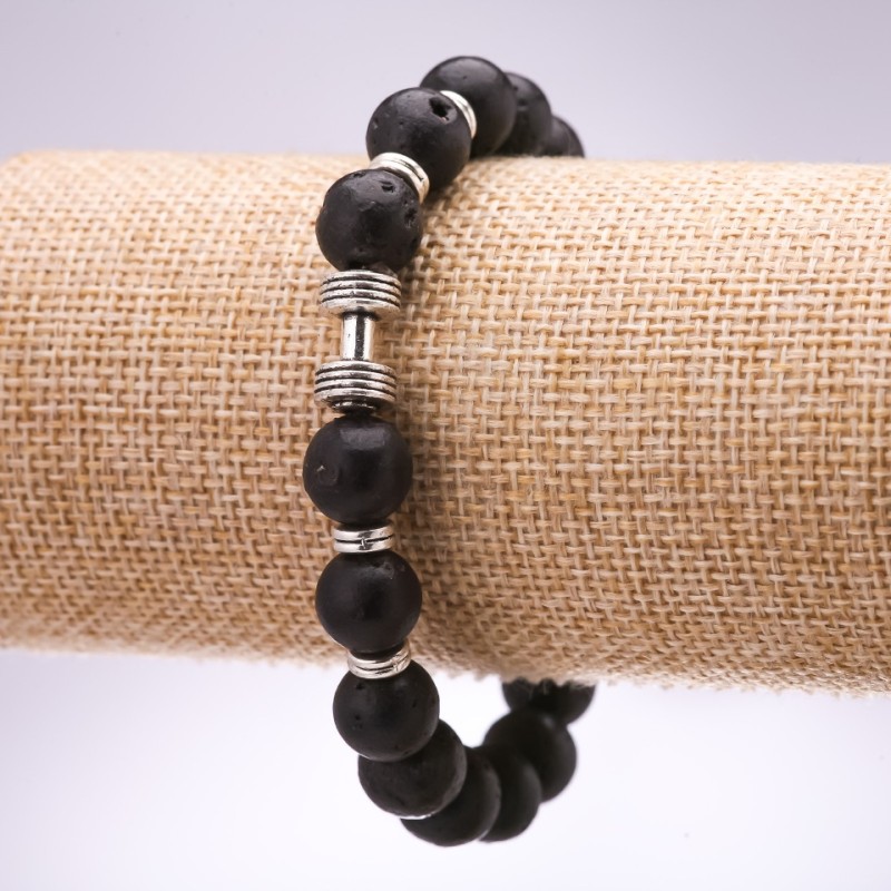 Lava Dumbbell Bracelet, Diameter 10mm, Length 18cm, Elastic