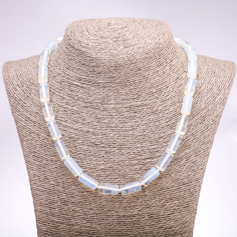 Moonstone (Synthetic) Necklace, Cylinder, Diameter 8x17mm, Length 45cm