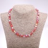 Necklace Opal Glass Red Smooth Bead, Diameter 8mm, Length 45cm