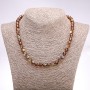 Necklace Opal Glass Brown Smooth Round, diameter 8mm, length 45cm