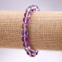 Bracelet Opal Glass Lilac Smooth Round, diameter 8mm, length 18cm on Elastic