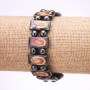 Clearance Hematite Bracelet with Icons of the Virgin Mary and Christ Pantocrator on Elastic 18x10mm Links (with defect)