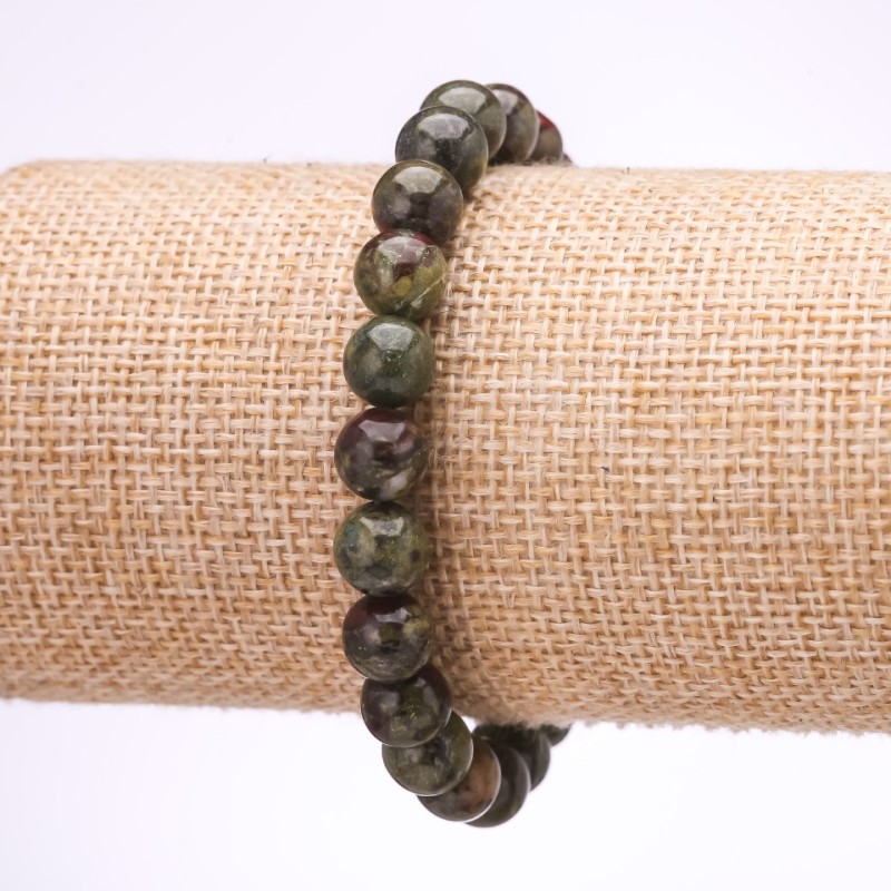 Dragon Blood Jasper Bracelet, Smooth Round Beads, Diameter 8mm, Length 18cm, Elastic Band