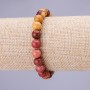 Mookaite Jasper Bracelet, Smooth Ball, Diameter 8mm, Length 18cm, Elastic