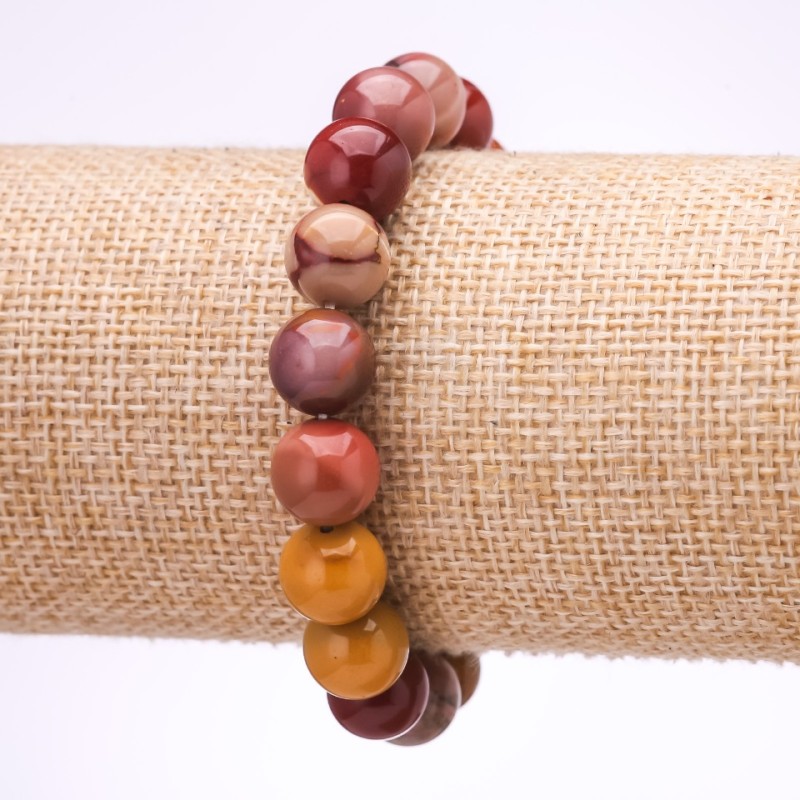 Mookaite Jasper Bracelet, Smooth Ball, Diameter 10mm, Length 18cm, Elastic