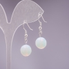 Moonstone Earrings, Faceted Ball, Diameter 10mm, Loop Clasp
