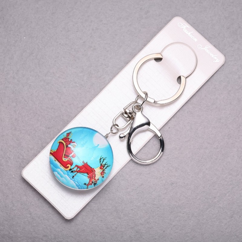 New Year Santa Claus on Reindeer Keychain, Length 10cm