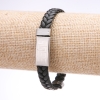 Unisex Greek Ornament Bracelet, braided eco-leather, steel plate, thickness 12mm, length 20cm