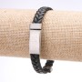 Unisex Greek Ornament Bracelet, braided eco-leather, steel plate, thickness 12mm, length 20cm