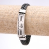 Unisex Greek Ornament Bracelet, braided eco-leather, steel plate, thickness 12mm, length 20cm