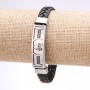 Unisex Greek Ornament Bracelet, braided eco-leather, steel plate, thickness 12mm, length 20cm