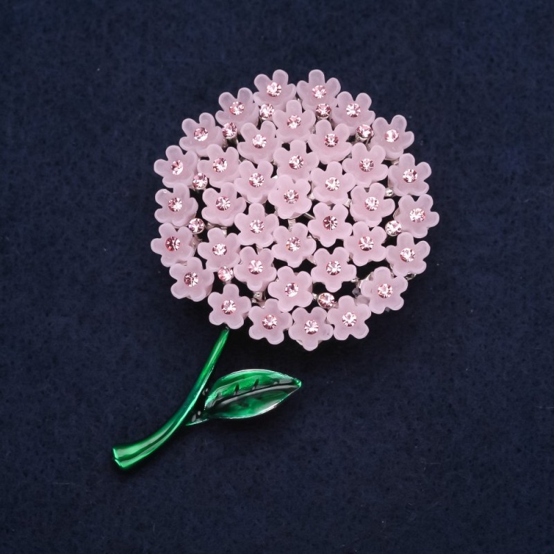 "Pink Hydrangea" Flower Brooch 60x40mm