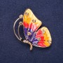 Sale! Butterfly Brooch with Yellow Rhinestones, Yellow, Red and Purple Enamel, 45x32mm, Yellow Metal