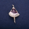 Sale! Ballerina Brooch, Purple Enamel, 50x30mm, Yellow Metal