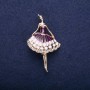 Sale! Ballerina Brooch, Purple Enamel, 50x30mm, Yellow Metal