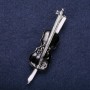 Sale! Violin Music Brooch, Black Enamel, 65x17mm, Silver-Tone Metal