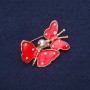 Sale! Butterflies Brooch, Enamel, Red Color, 32x26mm, Gold-Tone Metal