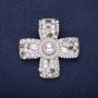 Brooch Order of Beauty Pearl Cross White 47x46mm Silver Metal