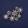 Large Accent Stars Brooch with Rhinestones Gray 54x34mm Silver Metal