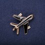 Airplane Brooch, Black Enamel, 45x40mm, Yellow Metal