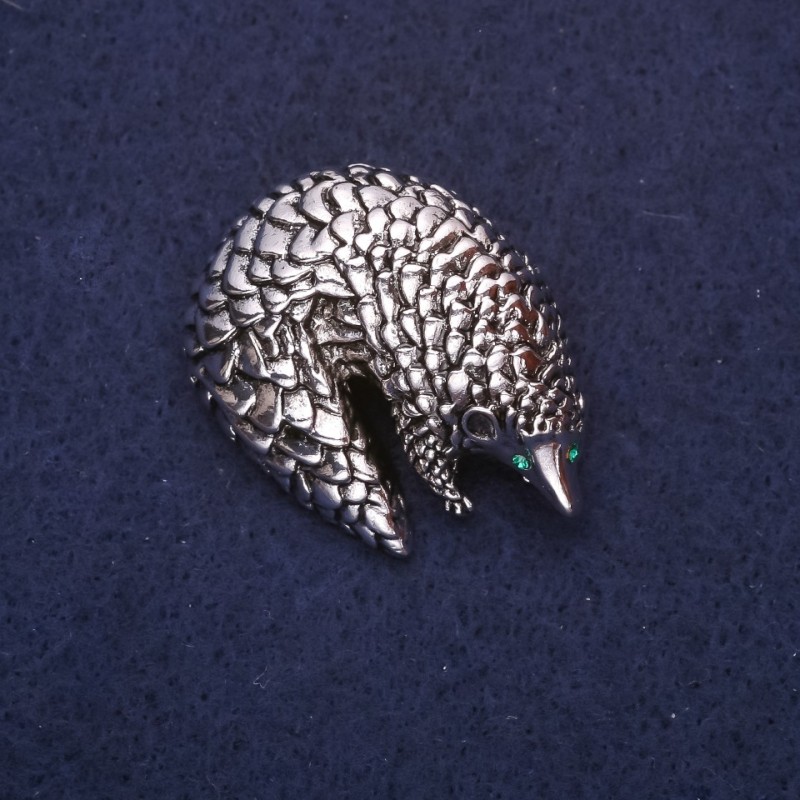 Pangolin Brooch 38x28mm Silver-tone Metal