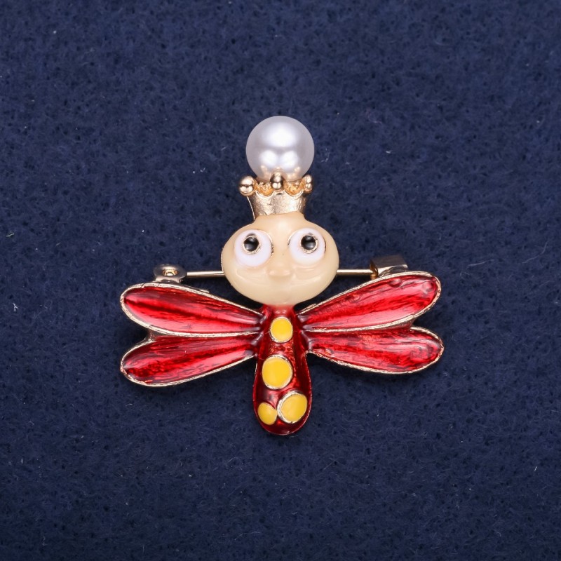 Sale! Butterfly Princess Brooch Rhinestone Enamel Red Yellow White 37x38mm Gold-Tone Metal