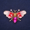Sale! Butterfly-Bee Brooch with Rhinestones, Enamel and Stone, Color Red White Yellow Black Raspberry, 53x30mm, Gold-Tone