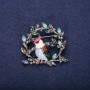 Sale! Bird on a Branch Brooch with Rhinestones and Enamel, Red White Blue Green, 38x40mm, Silver-Tone Metal