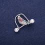 Sale! Bird Brooch Rhinestones Green Burgundy 32x23mm Silver-Tone Metal