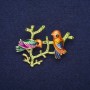 Sale! Bird on a Branch Brooch Enamel Yellow Raspberry Blue Green 40x35mm Gold-Tone Metal