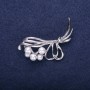 Sale! Clearance Little Bouquet Brooch with Pearl Beads, White, 50x22mm, Silver-Tone Metal