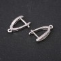 Earring Hooks with Rhinestones, 19x4mm, Silver-Tone Metal, Price per Pair