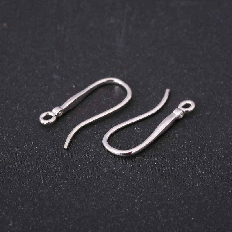 Ear Hooks 2x20mm Silver Metal, Price per Pair