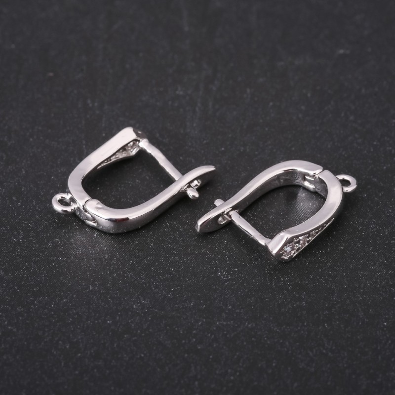 Earrings posts with rhinestones 17×4 mm silver metal price per pair