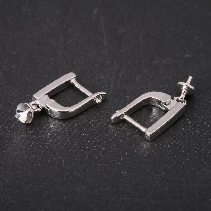 Earring Hooks with Ball Pin, 15x20x2mm, Silver-Tone Metal, Price per Pair