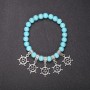 Turquoise (Imitation) Bracelet with Ship's Wheel Charm, Smooth Round Bead, diameter 8mm, length 18cm on elastic