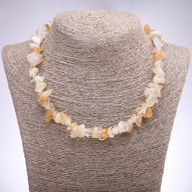 Citrine Necklace natural stone nugget, diameter 10-14+-mm, length 45-50cm