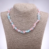 Tinted Quartz Necklace Pink Blue Chip, diameter 7+/-mm, length 42-48cm