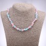 Tinted Quartz Necklace Pink Blue Chip, diameter 7+/-mm, length 42-48cm
